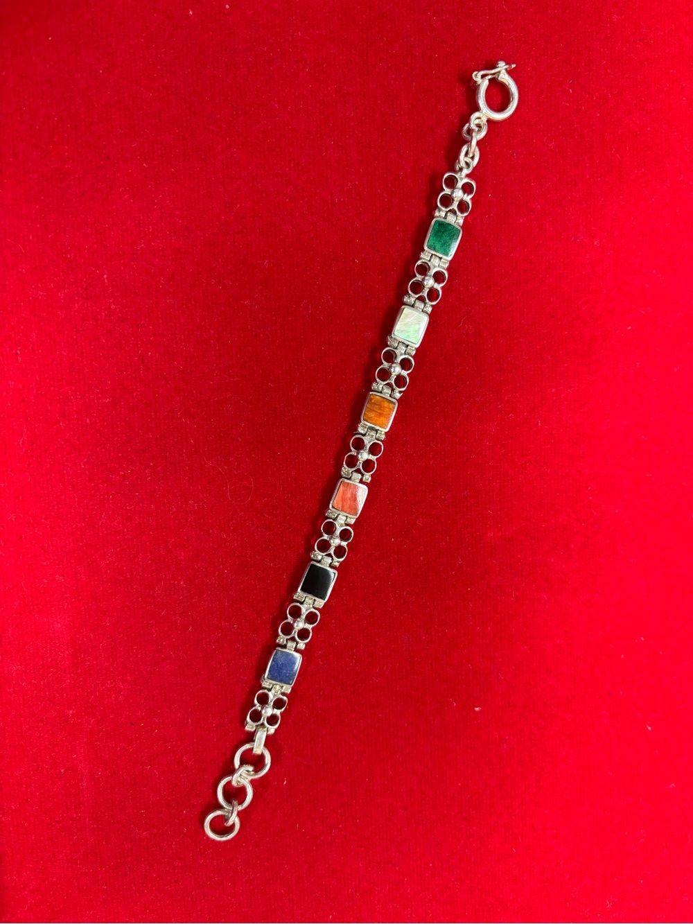 Bracelet 950 solid silver - natural stones and shells